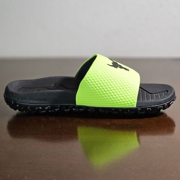Under Armour UA Project Rock Slides 2.0 Volt Green Black Michelin Gripper 13 New - Picture 4 of 16